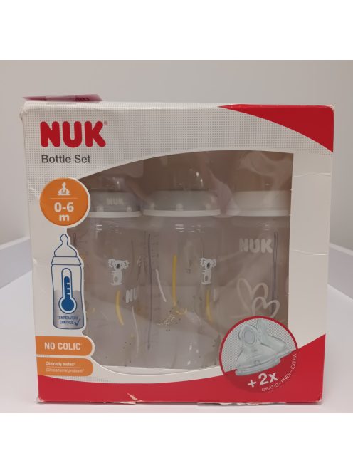 NUK Anti Colic hőérzékelős cumisüveg szett GRATIS 2 db etetőcumival