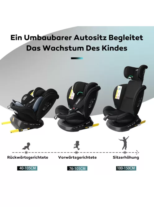 Lettas 360° i-Size 40-150cm Isofix gyerekülés, OUTLET termék