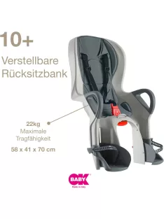   OKBaby 10+ biciklis gyerekülés, szürke-ezüst, OUTLET termék