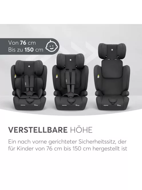 KikkaBoo i-Pass 76-150cm gyerekülés-fekete, OUTLET termék