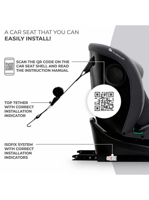 Kinderkraft gyerekülés I-Grow i-Size Isofix 40-150cm szürke. OUTLET termék