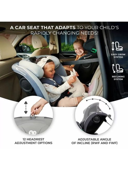 Kinderkraft gyerekülés I-Grow i-Size Isofix 40-150cm szürke. OUTLET termék