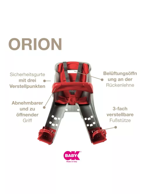 OKBaby Orion biciklis gyerekülés, piros-ezüst, OUTLET termék