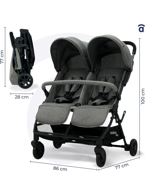 Asalvo Henry ikerbabakocsi-szürke, OUTLET termék