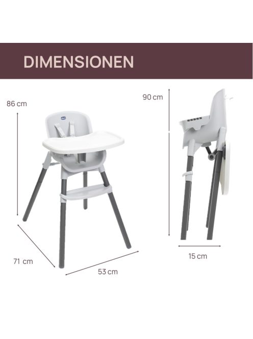 Chicco Zest szürke etetőszék, OUTLET termék