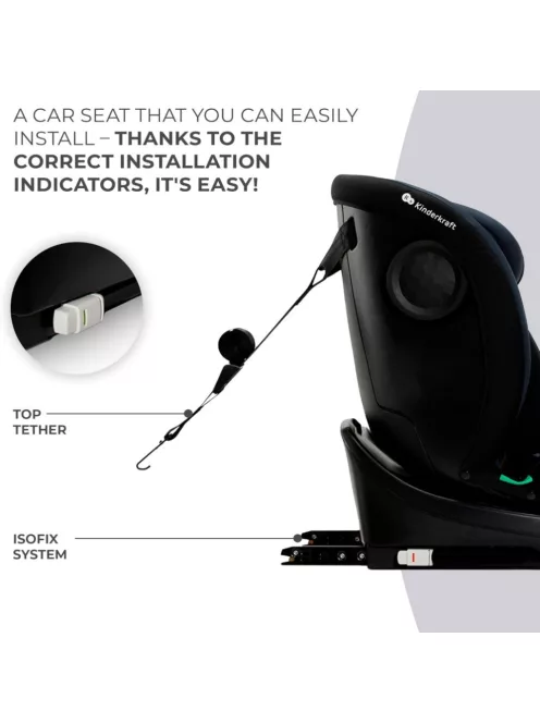 Kinderkraft gyerekülés I-Grow i-Size Isofix 40-150cm- sötétkék. OUTLET termék