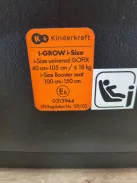 Kinderkraft gyerekülés I-Grow i-Size Isofix 40-150cm- szürke. OUTLET termék