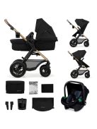 Kinderkraft Moov 2 AIR 3in1 multifunkciós Babakocsi Mink Pro i-Size hordozóval-Pure Black. OUTLET termék