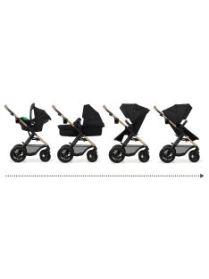   Kinderkraft Moov 2 AIR 3in1 multifunkciós Babakocsi Mink Pro i-Size hordozóval-Pure Black. OUTLET termék