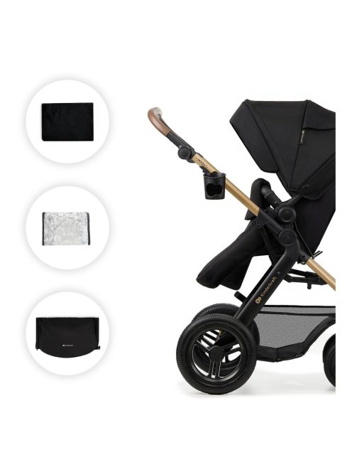 Kinderkraft Moov 2 AIR 3in1 multifunkciós Babakocsi Mink Pro i-Size hordozóval-Pure Black. OUTLET termék