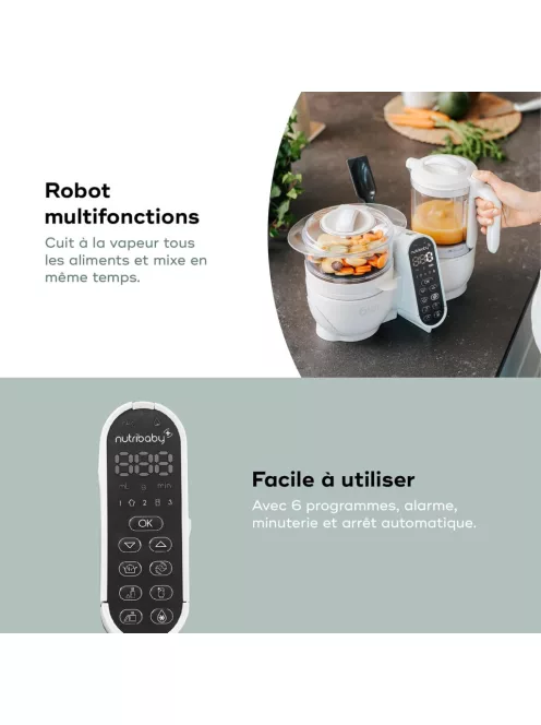 Babymoov Nutribaby Plus turmix és páróló bébiétel-készítő - fehér, OUTLET termék