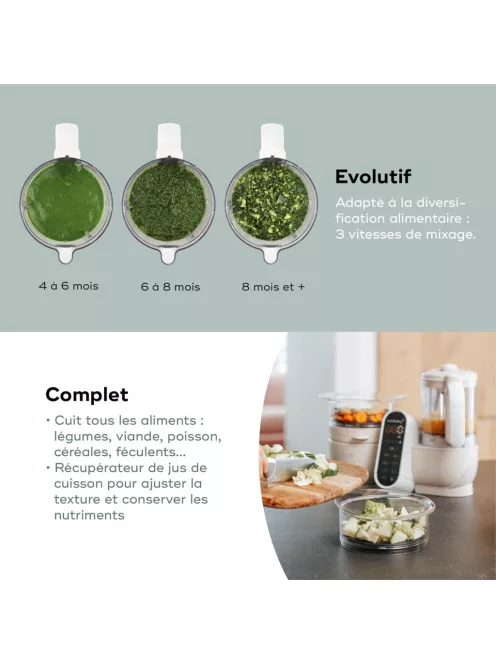 Babymoov Nutribaby Plus turmix és páróló bébiétel-készítő - fehér, OUTLET termék