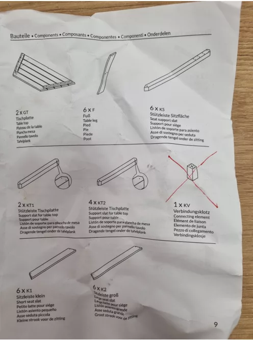 Pinolino Nicki fa körasztal paddal- 6 főnek, OUTLET termék