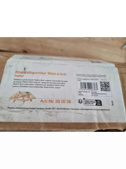 Pinolino Nicki fa körasztal paddal- 6 főnek, OUTLET termék
