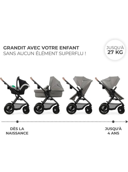 Kinderkraft Moov 2 AIR 3in1 multifunkciós Babakocsi Mink Pro i-Size hordozóval. OUTLET termék
