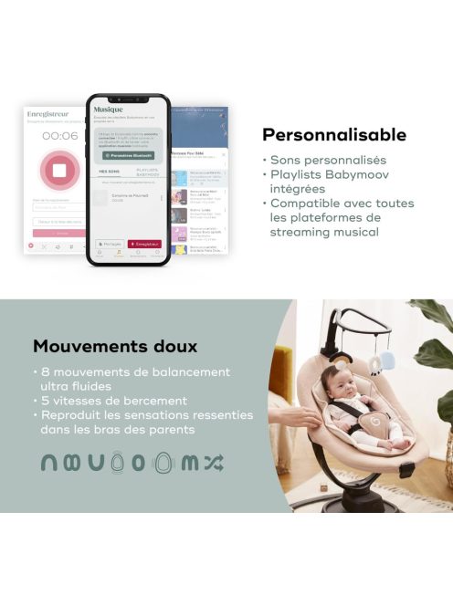 Babymoov Swoon Evolution Connect Mocca elektromos pihenőszék, OUTLET termék