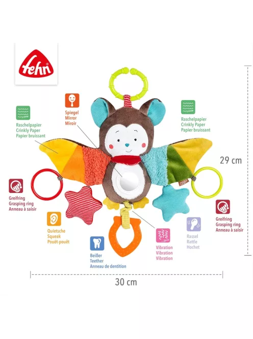 Fehn plüss denevér játék akasztóval, OUTLET termék