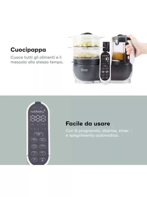 Babymoov Nutribaby Plus turmix és páróló bébiétel-készítő - szürke, OUTLET termék