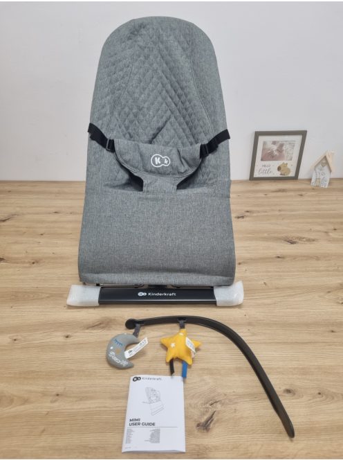 Kinderkraft MIMI pihenőszék 2 játékkal - szürke, OUTLET termék
