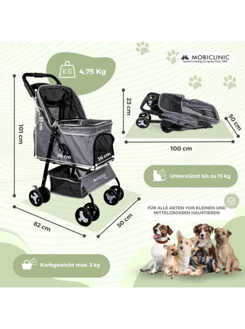 Mobiclinic Pets összecsukható kisállat kocsi, OUTLET termék