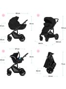 Kinderkraft Prime Lite 3 az 1-ben babakocsi szett Mink hordozóval, OUTLET termék