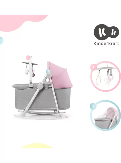 Kinderkraft Nola 5 az 1-ben baba pihenőszék - rózsaszín, OUTLET termék