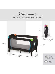   Hauck Sleeep n Play Go Plus Multicolor Black utazóágy 120x60cm, OUTLET termék