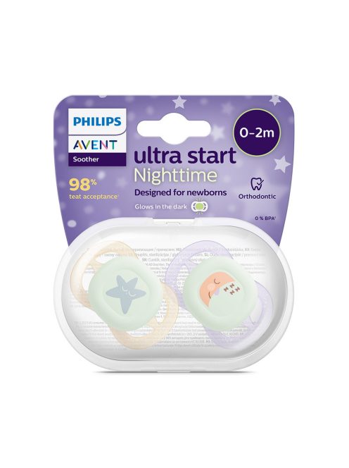 Philips AVENT játszócumi Ultra Start éjszakai 0-2hó lányos 2db