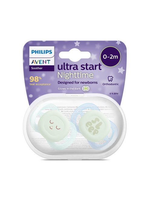 Philips AVENT játszócumi Ultra Start éjszakai 0-2hó fiús 2db