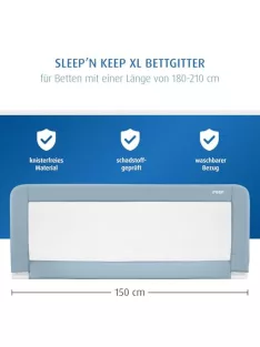   Reer Sleep'n Keep leesésgátló rács babaágyhoz, 150 cm hosszú, 180–210 cm hosszú ágyakhoz OUTLET termék