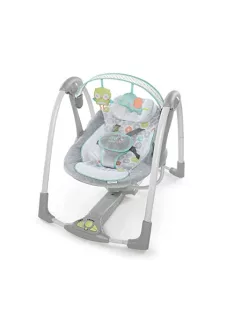   Ingenuity Hugs & Hoots bébihinta Swing and Go Portable Swing, összecsukható és hordozható bébihinta, 5 ringatási sebesség, születéstől 9 kg-ig OUTLET termék