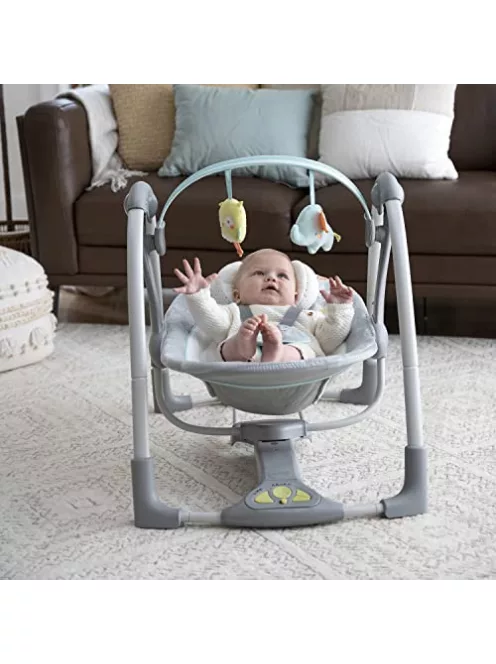 Ingenuity Hugs & Hoots bébihinta Swing and Go Portable Swing, összecsukható és hordozható bébihinta, 5 ringatási sebesség, születéstől 9 kg-ig OUTLET termék