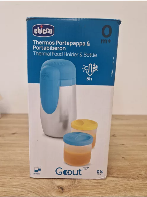 Chicco hőtartó edény, termobögre ételhez, péphez és bébiételhez, 2 tartállyal OUTLET termék