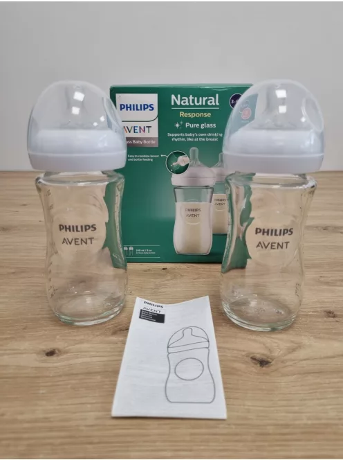 Philips Avent Natural Response üveg cumisüveg 240 ml 2 db-os csomag, 3 hótól SCY933/02, OUTLET termék