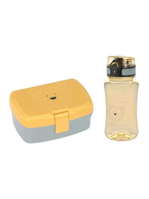 LÄSSIG Uzsonnásdoboz és kulacs szett - Lunch Set uzsonnásdobozzal és kulaccsal (460 ml) oroszlános OUTLET termék