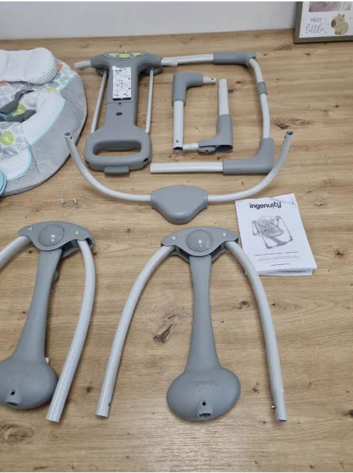 Ingenuity Hugs & Hoots bébihinta, összecsukható és hordozható bébihinta, 5 ringatási sebesség, születéstől 9 kg-ig OUTLET termék