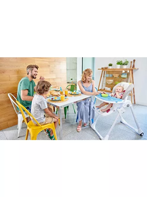 Kinderkraft YUMMY etetőszék, kombinált gyermek etetőszék, az első hónapoktól, lábtartó, félig fekvő pozíció, PU huzat, könnyen tisztítható, szürke OUTLET termék