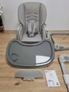 Kinderkraft YUMMY etetőszék, kombinált gyermek etetőszék, az első hónapoktól, lábtartó, félig fekvő pozíció, PU huzat, könnyen tisztítható, szürke OUTLET termék