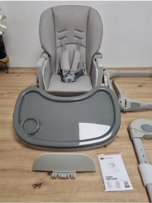 Kinderkraft YUMMY etetőszék, kombinált gyermek etetőszék, az első hónapoktól, lábtartó, félig fekvő pozíció, PU huzat, könnyen tisztítható, szürke OUTLET termék
