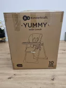Kinderkraft YUMMY etetőszék, kombinált gyermek etetőszék, az első hónapoktól, lábtartó, félig fekvő pozíció, PU huzat, könnyen tisztítható, szürke OUTLET termék