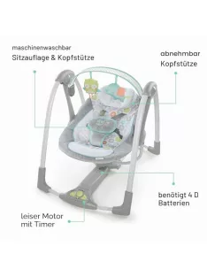   Ingenuity Hugs & Hoots bébihinta, összecsukható és hordozható bébihinta, 5 ringatási sebesség, születéstől 9 kg-ig OUTLET termék
