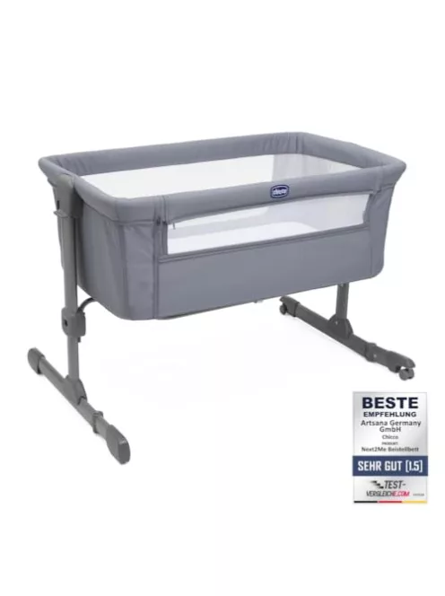 Chicco Next2Me Essential Babaöböl újszülötteknek, szülőágy mellé rögzíthető, állítható magasság, jó légáramlás, matraccal , táskával , 0-6 hónap, szürke OUTLET termék