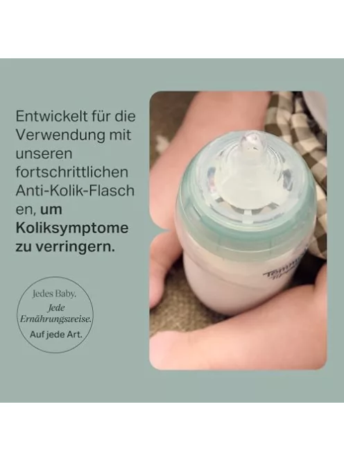 Tommee Tippee Advanced Anti-Kolik cumisüveg-cumi, mellhez hasonló, puha szilikon, gyors folyású, 6+ hó, 2 db-os csomag OUTLET termék