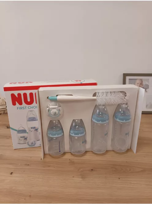 NUK First Choice Perfect Start cumisüveg ajándékszett újszülötteknek, 0–6 hónap, Bálna OUTLET termék