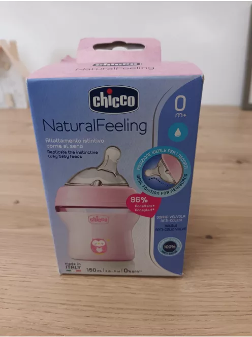 Chicco Natural Feeling kólika elleni cumisüveg 0+ hónapos kortól, 150 ml OUTLET termék