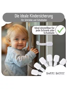   Sweet Safety 6 db-os  puha szalagos fiókzár, Extra erős – TÜV-bevizsgált gyerekbiztonsági zár bútorokhoz -OUTLET termék