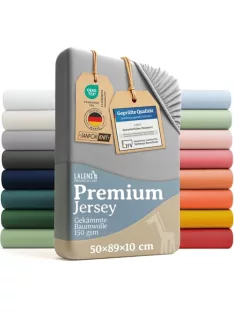   Laleni Premium gumis lepedő, 50x90cm, kiságyba és gyerekágyba, 100% pamut, Oeko-TEX tanúsítvánnyal, szürke OUTLET termék
