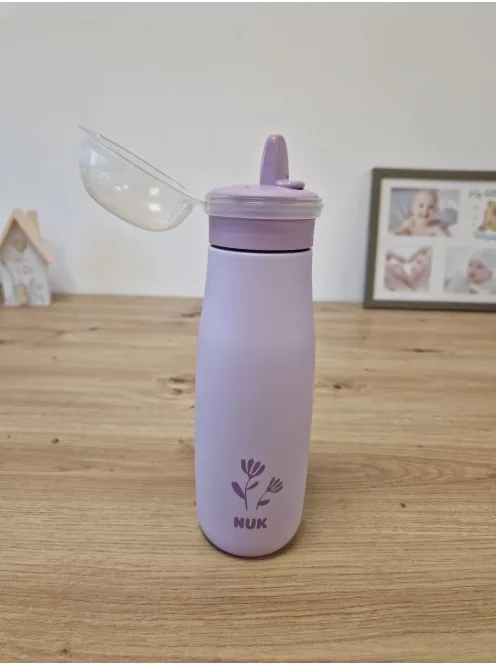 NUK Mini-Me Flip szívószállal kisgyermekeknek, 12 hónapos kortól, 500 ml, rozsdamentes acél kulacs gyerekeknek OUTLET termék