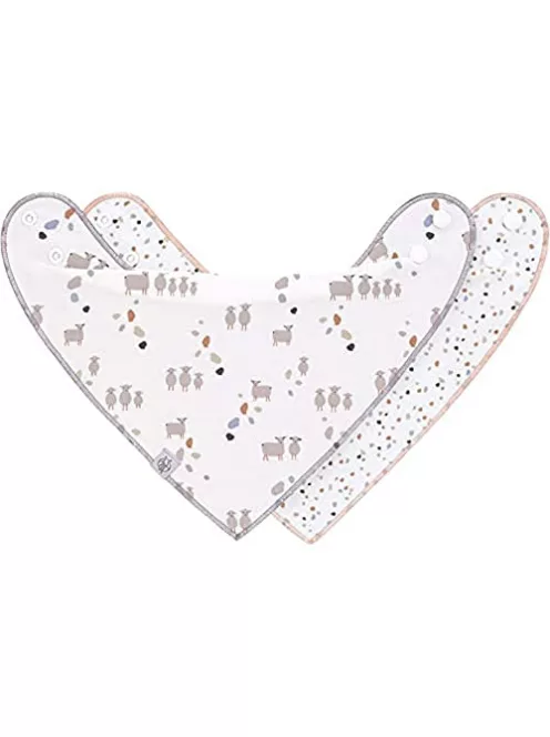 LÄSSIG bio pamut bandana nyálkendő szett, 2 db, patentos, kétoldalas OUTLET termék
