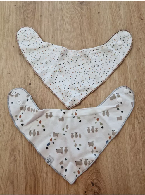 LÄSSIG bio pamut bandana nyálkendő szett, 2 db, patentos, kétoldalas OUTLET termék